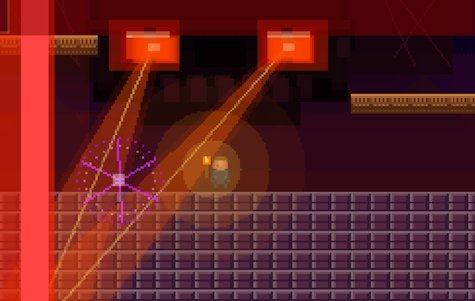 Actual Escape gameplay — the Demon scanning a stage with red eye-beams